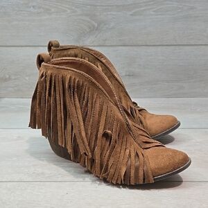 Coconuts By Matisse Women Lombard Fringe Ankle Boots Hobo Boho Sz 8.5M